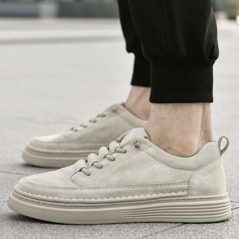 Fashion Italian Men Genuine Leather Sneakers Waterproof Vulcanized Shoes 2025 Comfy Casual Business Shoe Men Outdoor Shoe Plus Size37-47