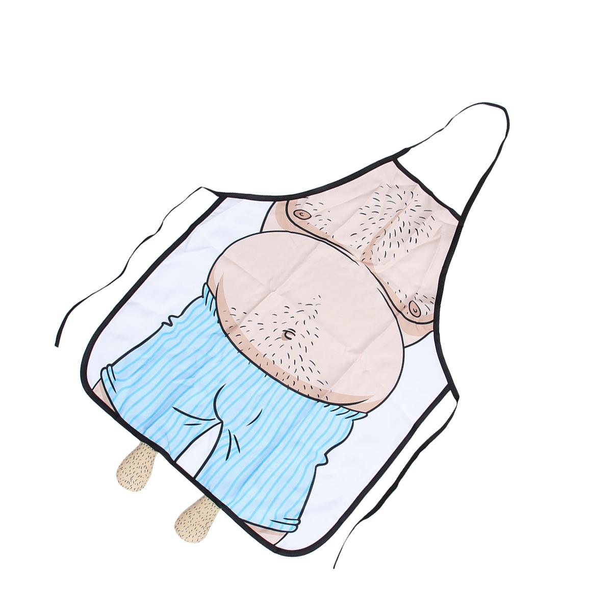 

Sleeveless Apron Funny Cooking Aprons Novelty Kitchen Baking Apron Wacky Belly Man Printed Grilling Barbecue Twill Fabric S