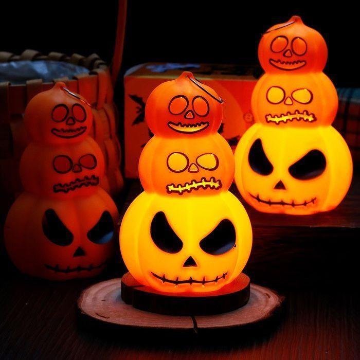 Bougie LED - AIMOONSA - Citrouille - Lot de 2 - Lumière chaude orange - 12,2 cm