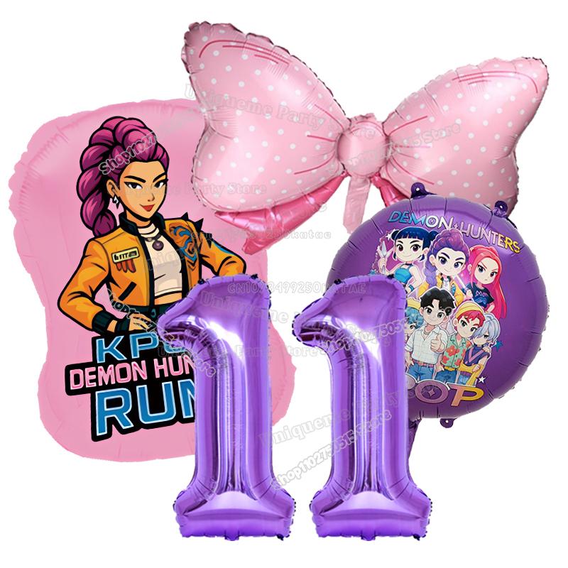 Kpop Demon Hunters Birthday Balloons Decoration Zoey Rumi Mira Girl Party Number Balloons Set Party Favor Home Decor Kids Gift
