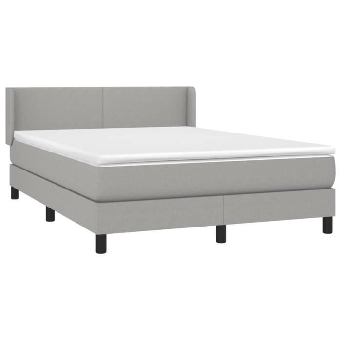 3129545 vidaXL Lit à sommier tapissier avec matelas Gris clair 140x190cm Tissu