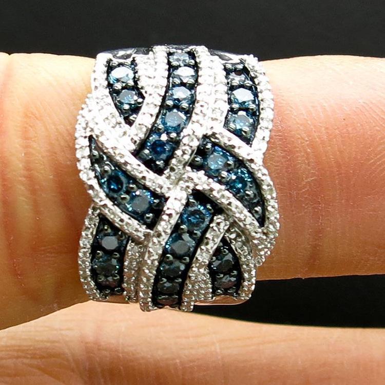 Chenrui Jewelry Sapphire Ring: Elegant European & American Women's Style with Electroplated Diamonds.