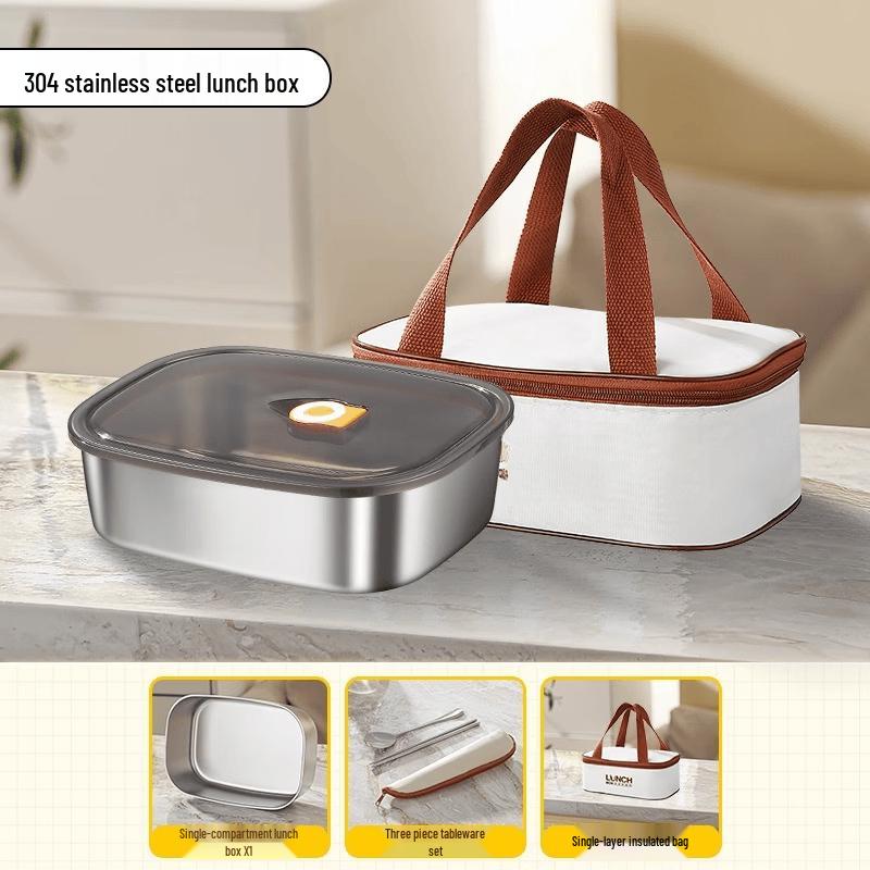 ZISIZ Microwaveable Stainless Steel Divided Bento Lunch Box