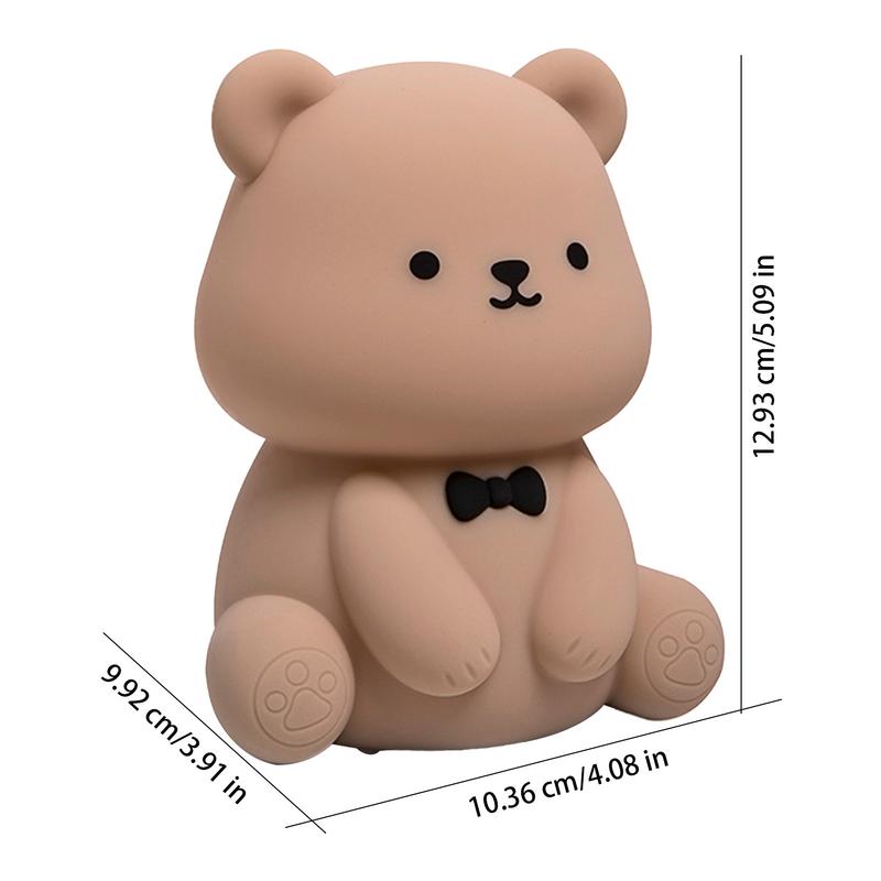 Bear Night Light | Silicone Dimmable Nightlight | Cartoon Bear Atmosphere Night Light Timing Sleep Light for Bedside Decor