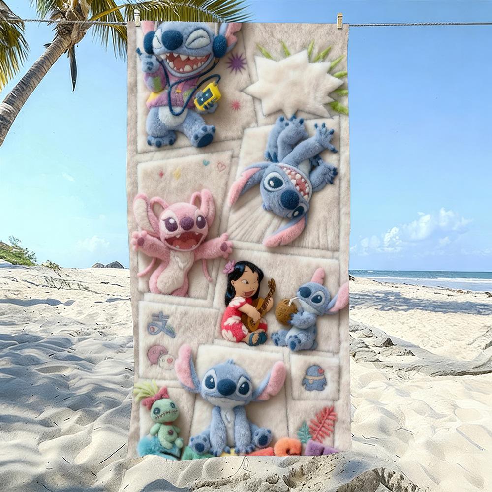 American Cartoon Figure Print Thick Microfiber Beach Towel Quick Dry Bath Blanket For Kids