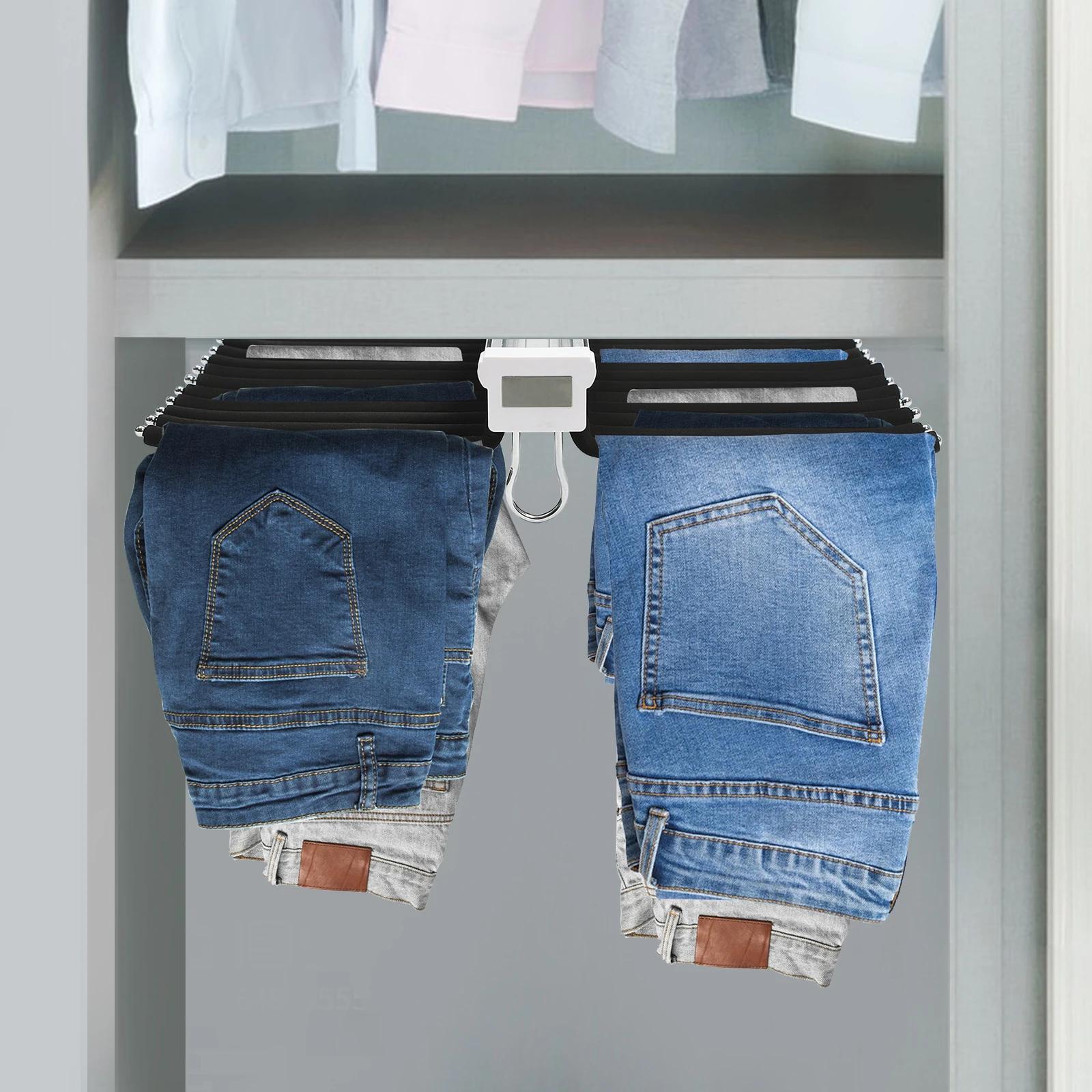 

22-Arm Pull Out Pants Rack,Double Row Black Damping Trousers Organizer,Space Saving Closet Storage System for Dormitory/Laundry чёрный