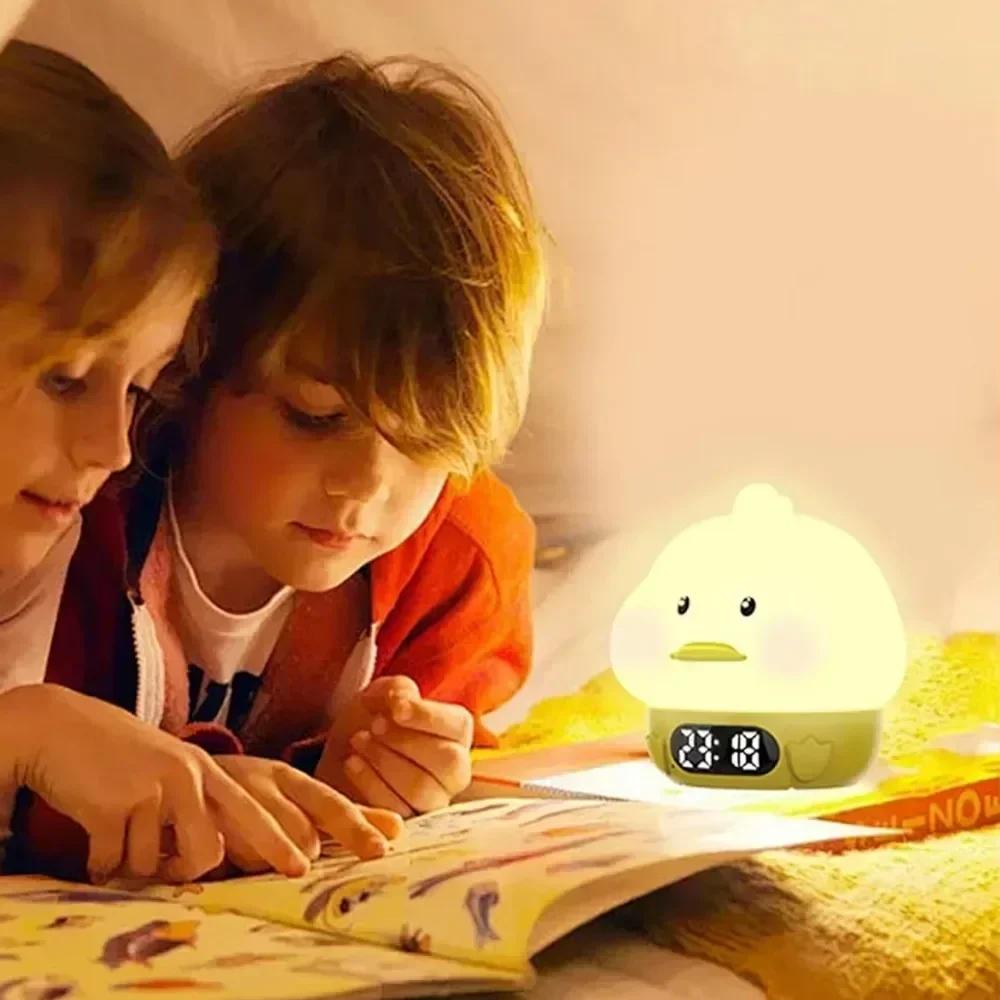Süße bunte Ente Elektronische Schreibtischuhr Timer Nachttisch Klapplampe Atmosphärisches Nachtlicht Wecker Kinderzimmer Geschenk