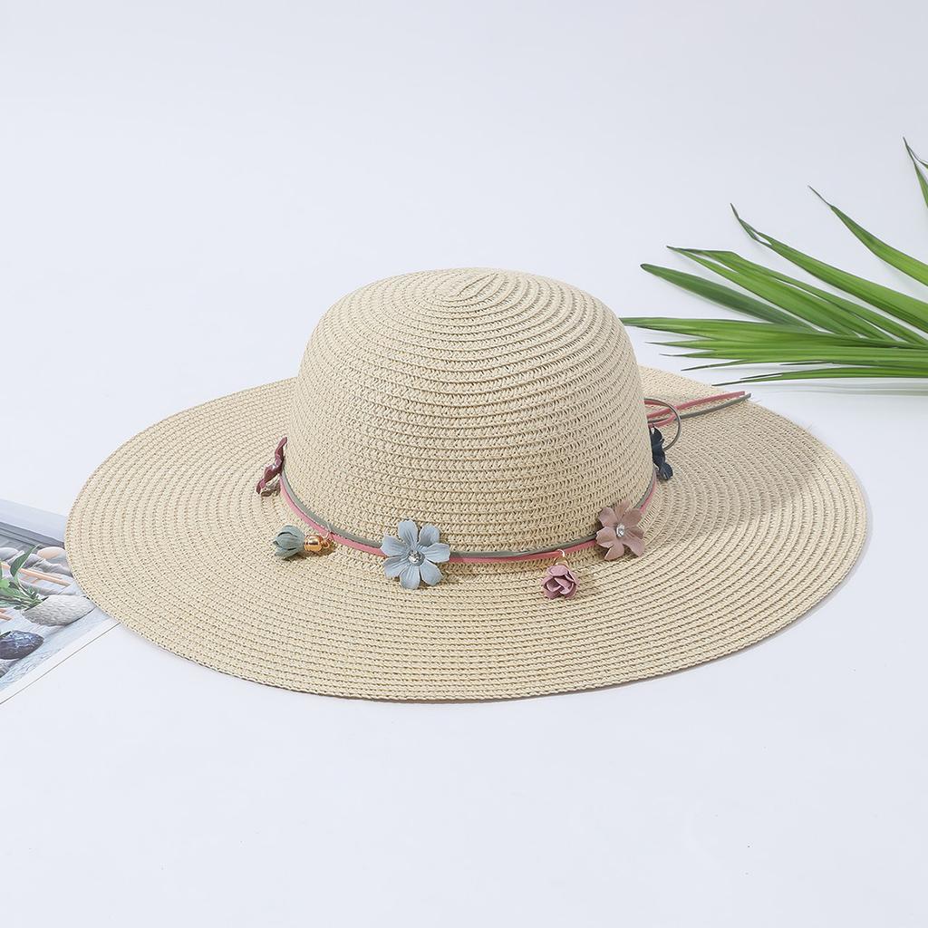 Fashion Bow Big Brim Straw Hat Women's Summer Sunshade Straw Hat Vacation with Sun Hat Dome Foldable