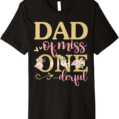 Herren Dad von Little Miss Onederful Geburtstag 1. Familien-Partnerlook Premium T-Shirt
