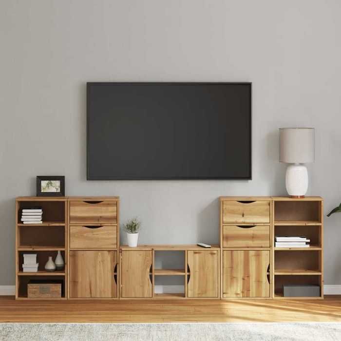VidaXL Meubles TV 5 pcs avec rangement ODDA bois de pin massif, meuble TV, banc TV, meuble hifi, support TV, buffet TV, 3365368