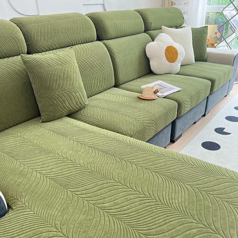New Waterproof Fabric Sofa Cover Jacquard Solid Sofa Cushion Seat Case Stretch L-Shaped Cover Living Room Furniture Protector