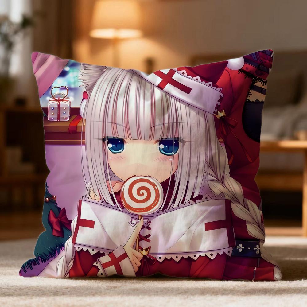 Popular N-NNekopara Cushion Cover Soft Washable Pillow Case Multi-Scene for Couch Bed Travel Office Use