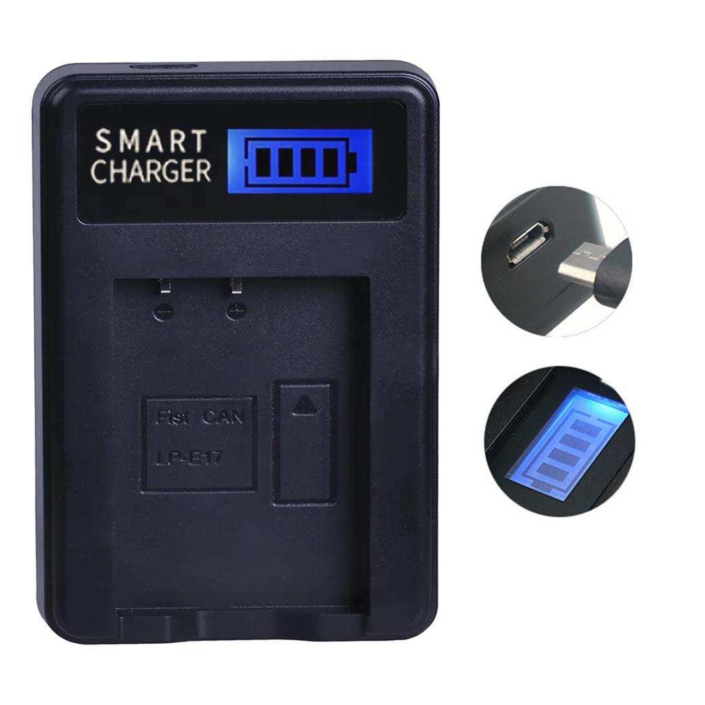 LP-E17 LPE17 LP E17 USB Battery Charger with LCD Screen Replacement for EOS Rebel T6i 750D 800D 200D 8000D Kiss