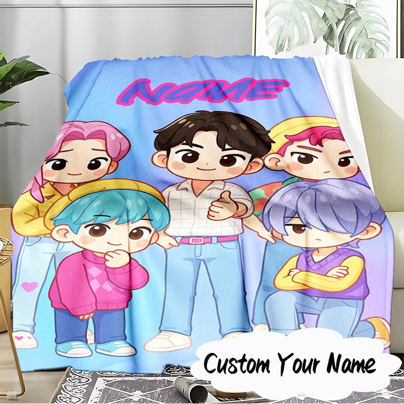 Custom Name Fantasy Friends KPop Blanket Ideal Bedding Blanket Perfect for Travel, Camping, Living Rooms, Offices, Sofas, Fan Christmas gift
