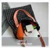 2025 Plaid Canvas Shoulder Bag - Large Capacity, Color Block, Autumn Casual Trend