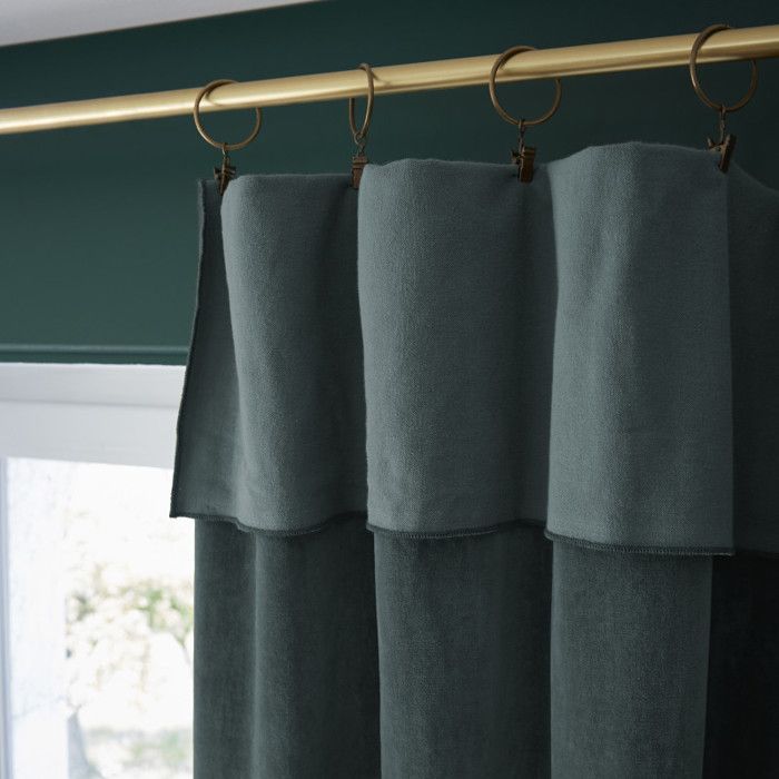Adjustable Curtain + 8 "César" Clip Rings 140 X 270 Cm Cotton Velvet - César Slate