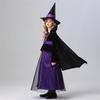 Halloween Child Witch Witch Magician Stage Show Crew Neck Purple Dress Woman
