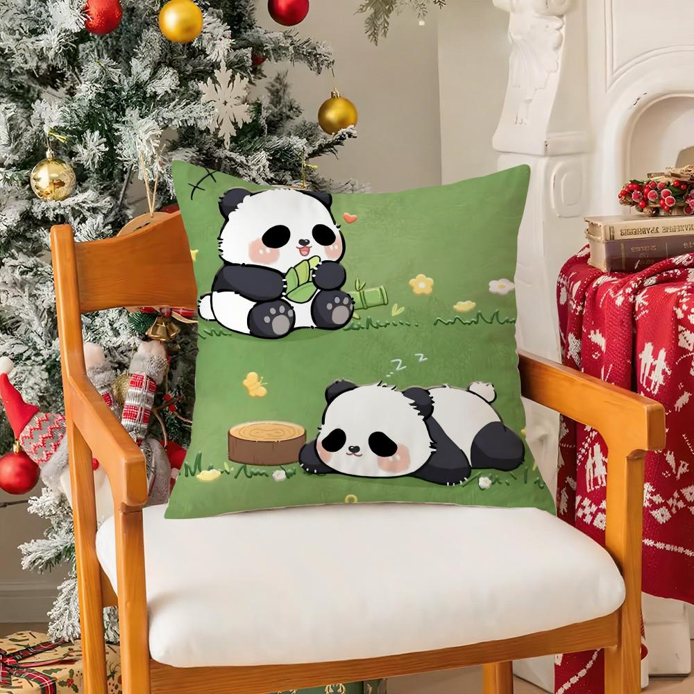 Cute Panda Pillow Case Silky elegant Comfort Sofa Bed Invisible zipper