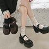 Sweet and cool thick heel high heel small leather shoes women's 2025 spring and summer new thick sole heightening French retro Mary Jane single shoes
