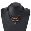 Women's Retro Heart Cross Wooden Bead Multi-layer Ethnic Necklace