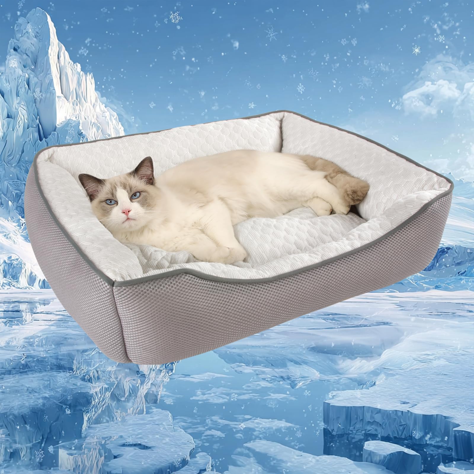 

Охлаждающая лежанка для кошек и летний диван для питомцев с пушистым 3D матом-бобом для очень маленьких собак и прочный внешний серый Peto-Raifu для собак, с рисунком,