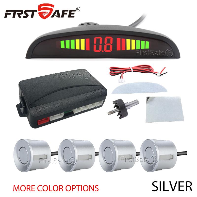 FirstSafe Car Parking Sensor Kit LED Display With 22mm 4 Sensors Radar Detector System Universal All Car