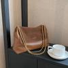 Soft PU Leather Totes Bag New Women's Golden Chains High Quality Large Capacity One Shoulder Bag Solid Versatile Crossbody Bag