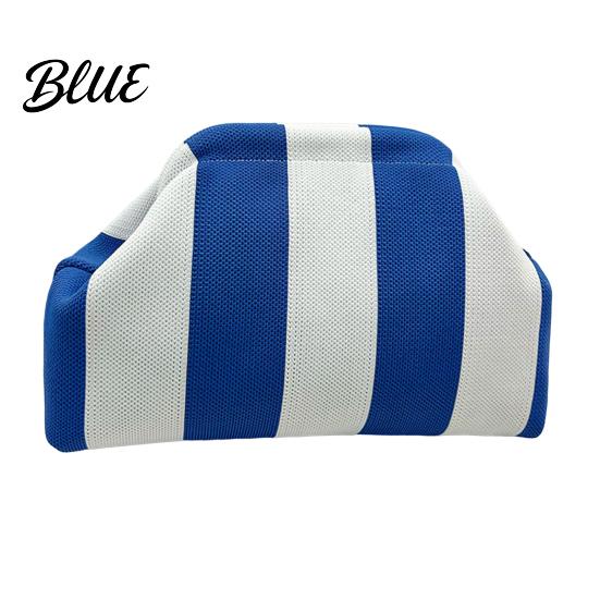 Beach Vacation Bag Woven Striped Clutch Purse for Woman Large Capacity Cosmetic Pouch Portable Knit Dumpling Bag Kiss Lock Handbag Evening,