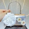 Luxury Gold 3D Flower Clutch Bag Women Formal Birthday Prom Party White Wedding Purse Elegant Ladies Appliques Evening Handbag