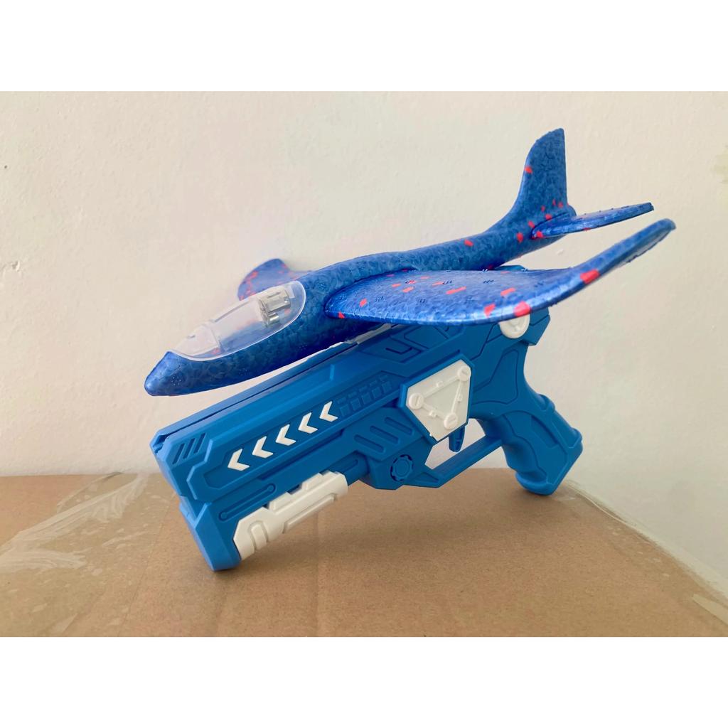 Glowing Foam Aircraft 10M Launcher Catapult Glider Aircraft Gun Toy Children's Outdoor Game Bubble Model Shooting Flying Roundab