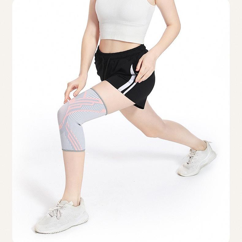 Sports Knee Pad Nylon Elastic Anti-Slip Silicone Knee Support for Basketball Running Cycling Breathable Knitted Thin Knee Brace Men Women M L XL
