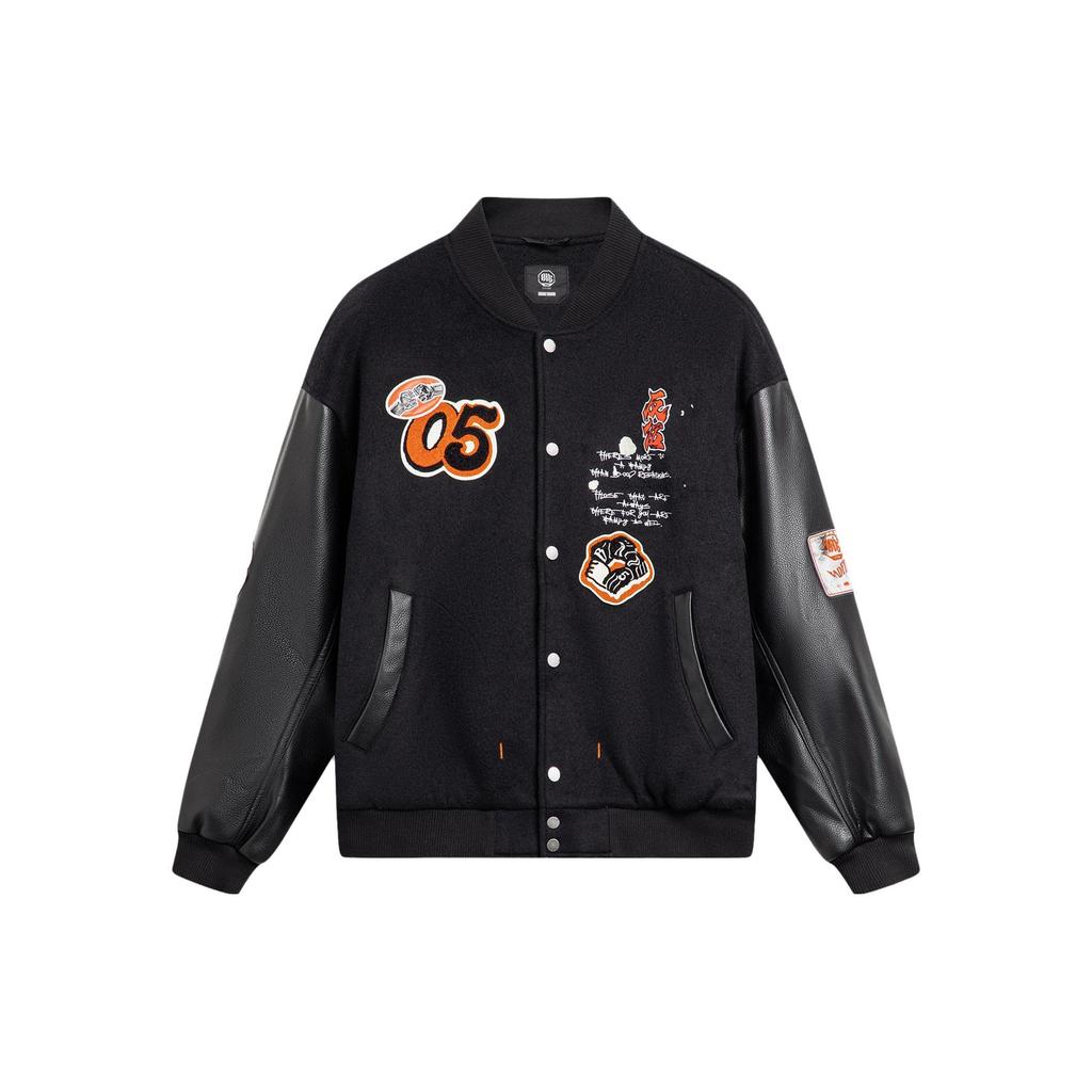 Li-Ning Badfive Series Polyester Digital Casual Sports Single-Breasted Long Sleeve Jacket Men Jacket Black AJMU013-1