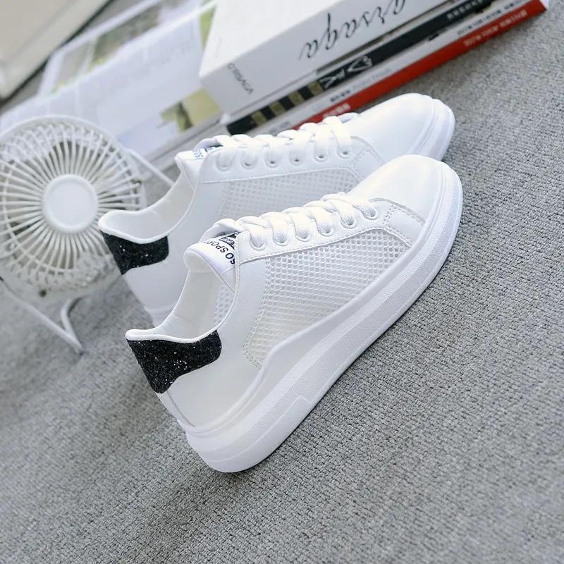 Fashion Women Running Spring Autumn Fashion White Breathable Embroidered Flower Lace-Up Casual Sneakers  women sneakers