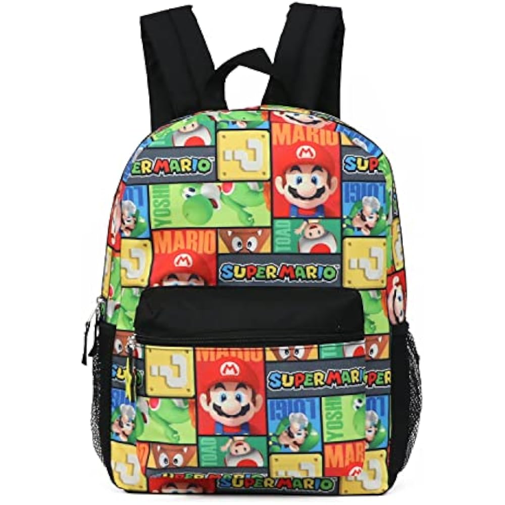 Super Mario 16" Allover Print Character School Backpack Free Size