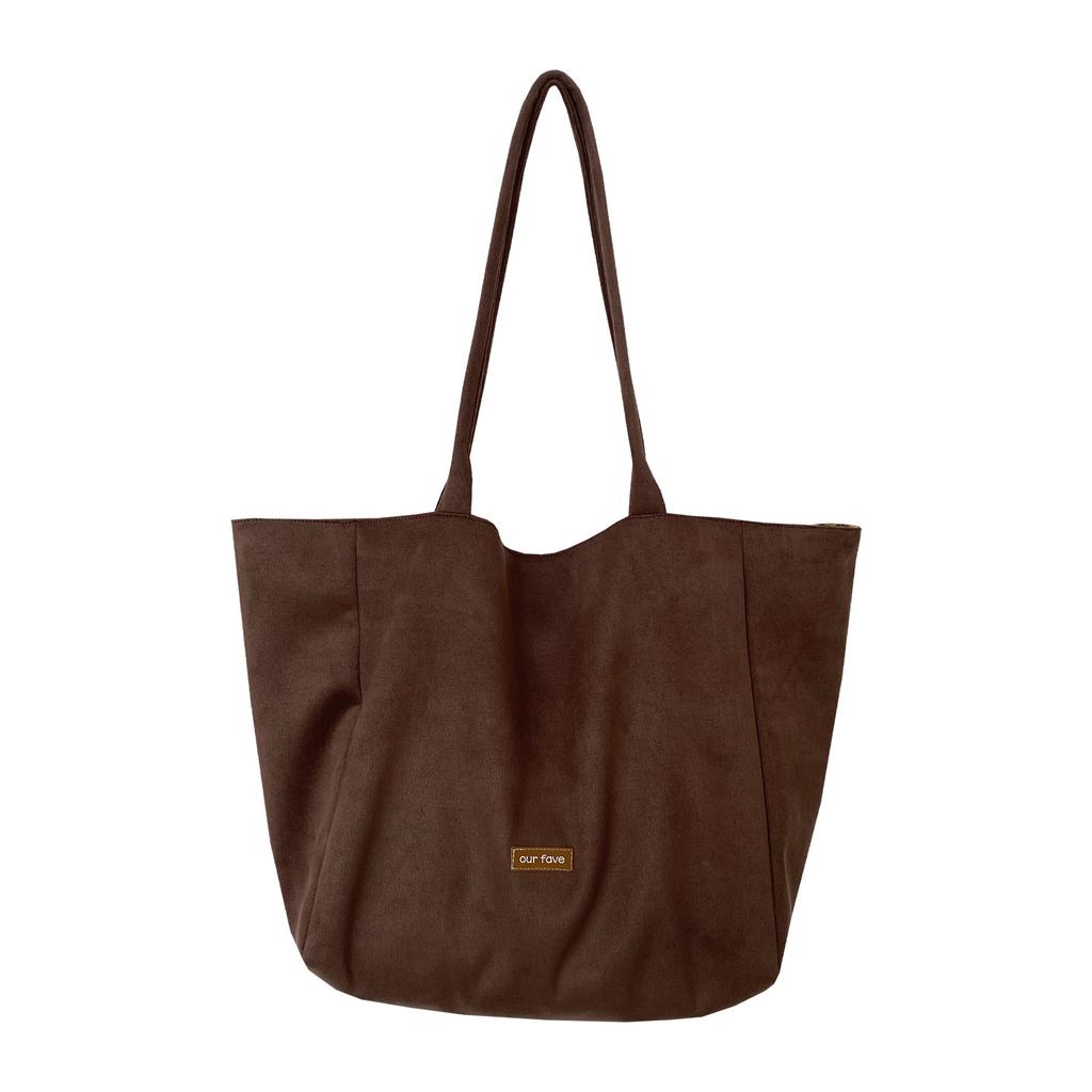 Double-sided Classic Suede Tote Bag for Women Retro Plaid Female Large Shoulder Bags Fall Winter Design Travel Pocket Handbags
