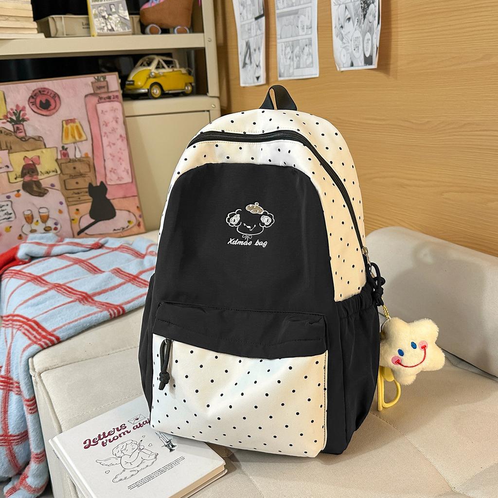 Schoolbag Korean small fresh ins wind cute polka dot girl schoolbag junior high school students primary school students lightweight campus backpack