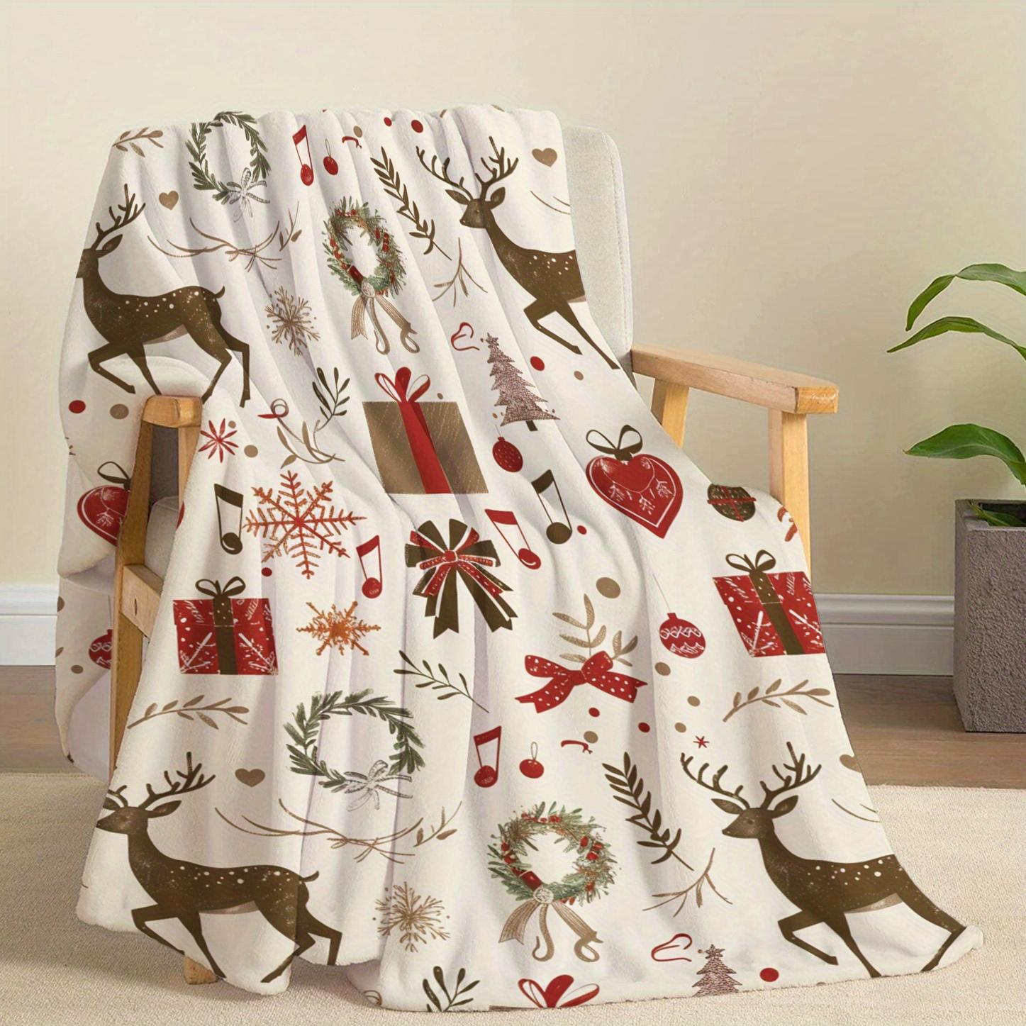 Soft Christmas Themed Flannel Blanket Lightweight Breathable All Season Warm Perfect for Sofa Bed Office Outdoor Camping Travel 75cmx90cm
