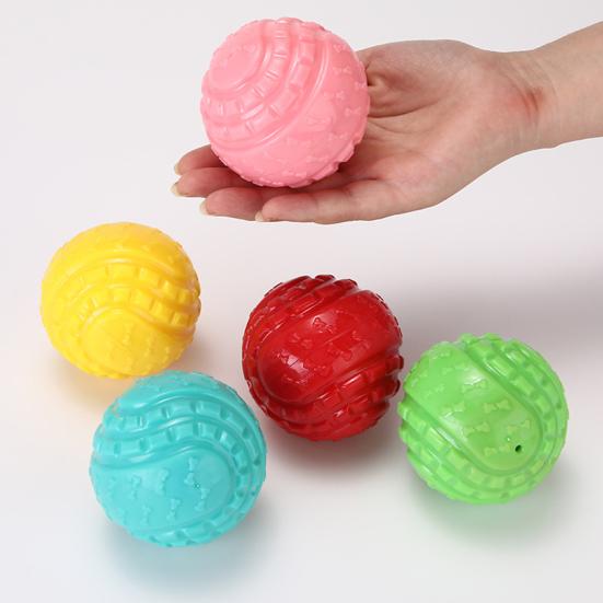 Dog Rubber Ball Toy Interactive Squeaky Chew Toy Textured Teeth Cleaning Toy Fetch Ball for Small Medium Large Dogs Training