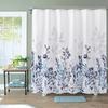 Blue Gray Shower Curtain, Watercolor Flower Garden Art, Waterproof Shower Curtain with Hook, Small Fresh Garden Style