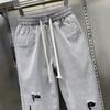 Autumn New Men's Versatile Loose American Straight Ripped Solid Color Casual Pants