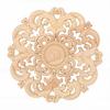 Round Wood Applique 30x30x1cm Decorative Wood Carving Decal for Restaurant Bedroom