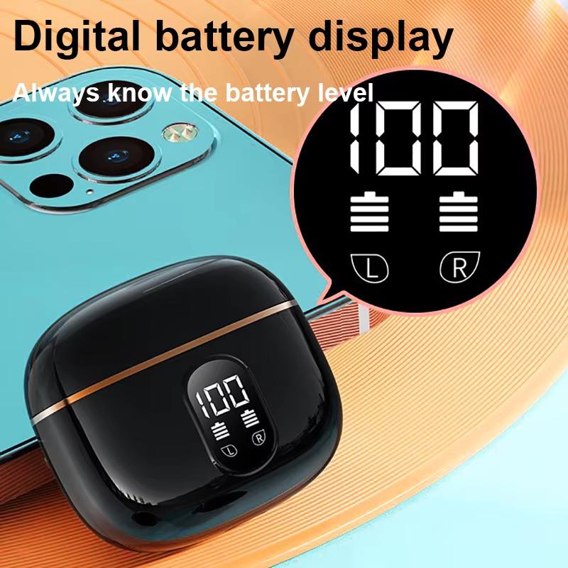 Kabellose Bluetooth Kopfhörer In-Ear Kopfhörer HiFi Stereo Geräuschunterdrückung Ohrstöpsel Musik Headsets mit LED Leistungsanzeige