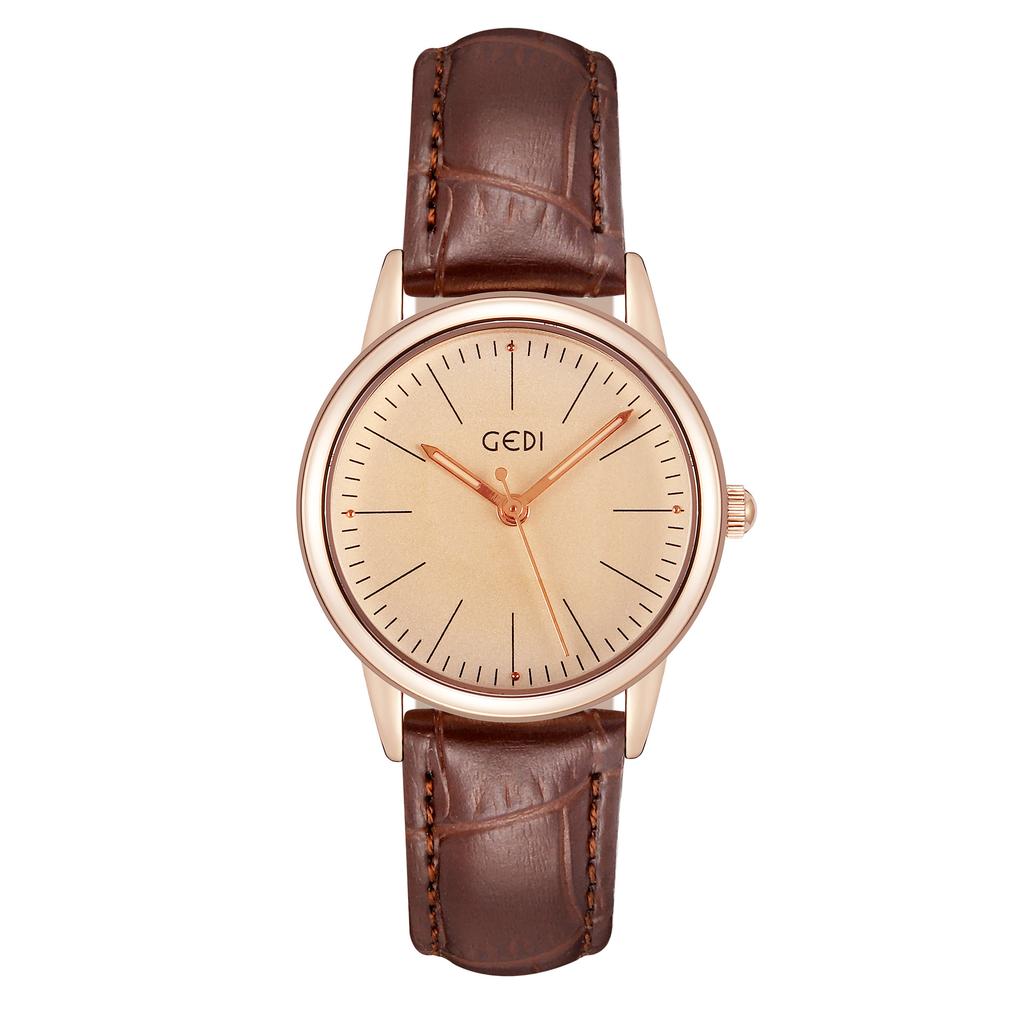 Simple And High-Value Women'S Watch, High-End Leather Bamboo Strap Watch, Women'S Quartz Watch