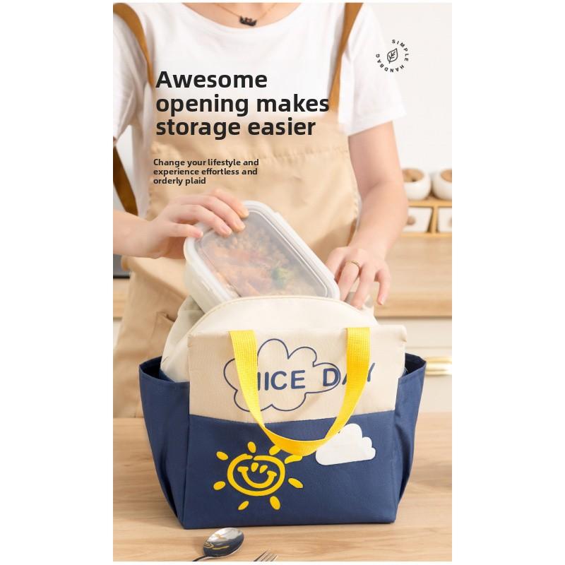 New Thickened Insulated Lunch Bag with Double Side Pockets for Travel, Outdoor Picnic, Office Workers, and Students