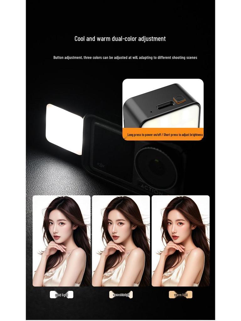 Magnetic Dimmable Beauty Fill Light for OSMO Pocket3 & Action5Pro Cameras