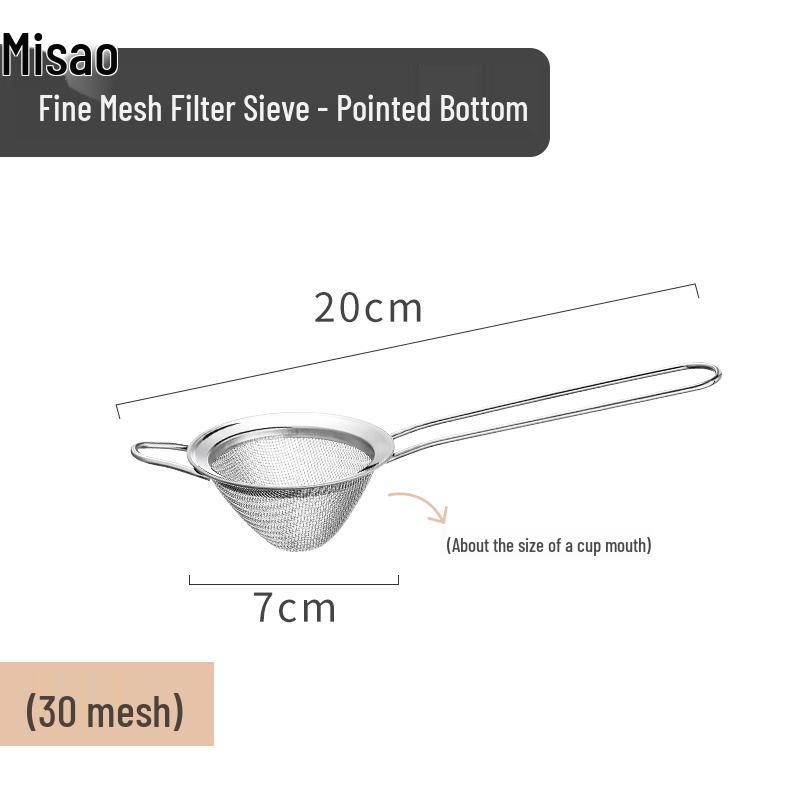 Stainless Steel Flour Sieve & Oil Drip Filter with Handle, Available in Large, Medium, Small Sizes for Baking & Powder Sieving.