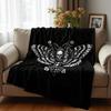 Death Moth Floral Black Sketch Anime Cartoon Flannel Blanket Soft Warm Throw for Bedroom Sofa Car Kids Holiday Gift