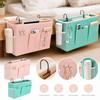 Multi-Pocket Bedside Storage Pocket Cotton Linen Bed Hanging Organizer Bedroom