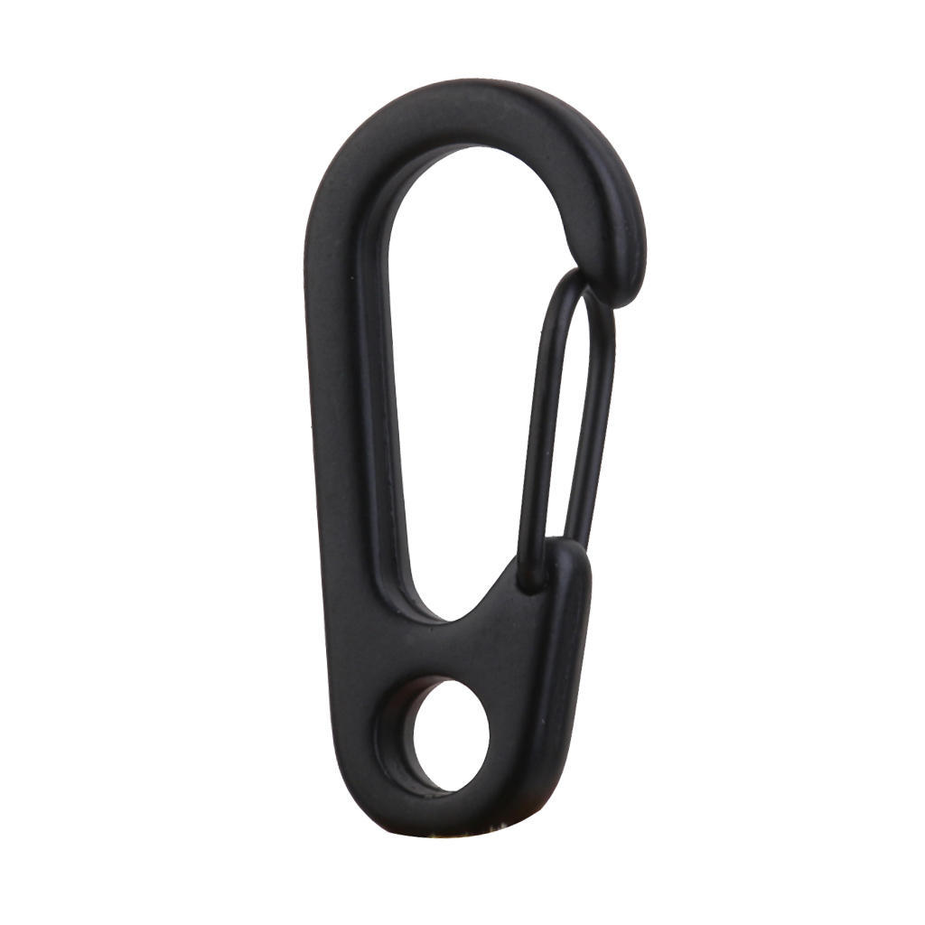 10Pcs Black Alloy Keychain Snap Buckle Carabiner Camping Hiking Spring Hooks