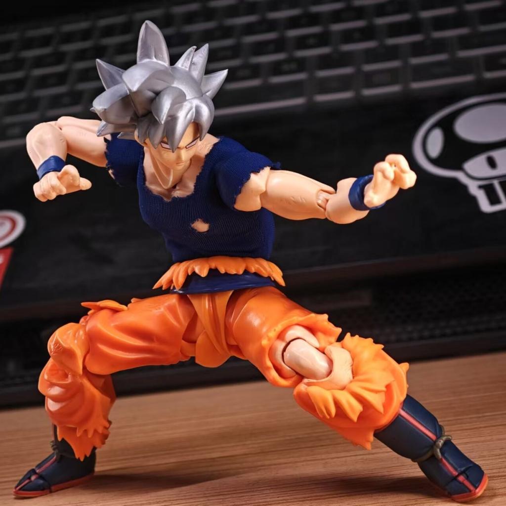 Shf Anime Handmade Son Goku Mo Qi Free Extreme Intent Blue Fight Vest Built In Iron Wire Is Suitable for 1/12 Toys